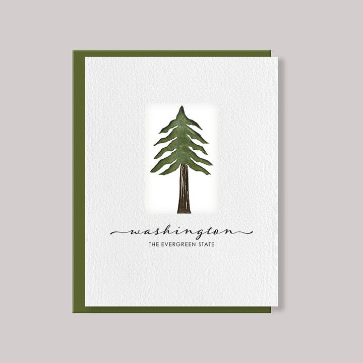CARVED Evergreen Tree Note Card | Custom | Box of 6 for wholesale by Originals Paper Art