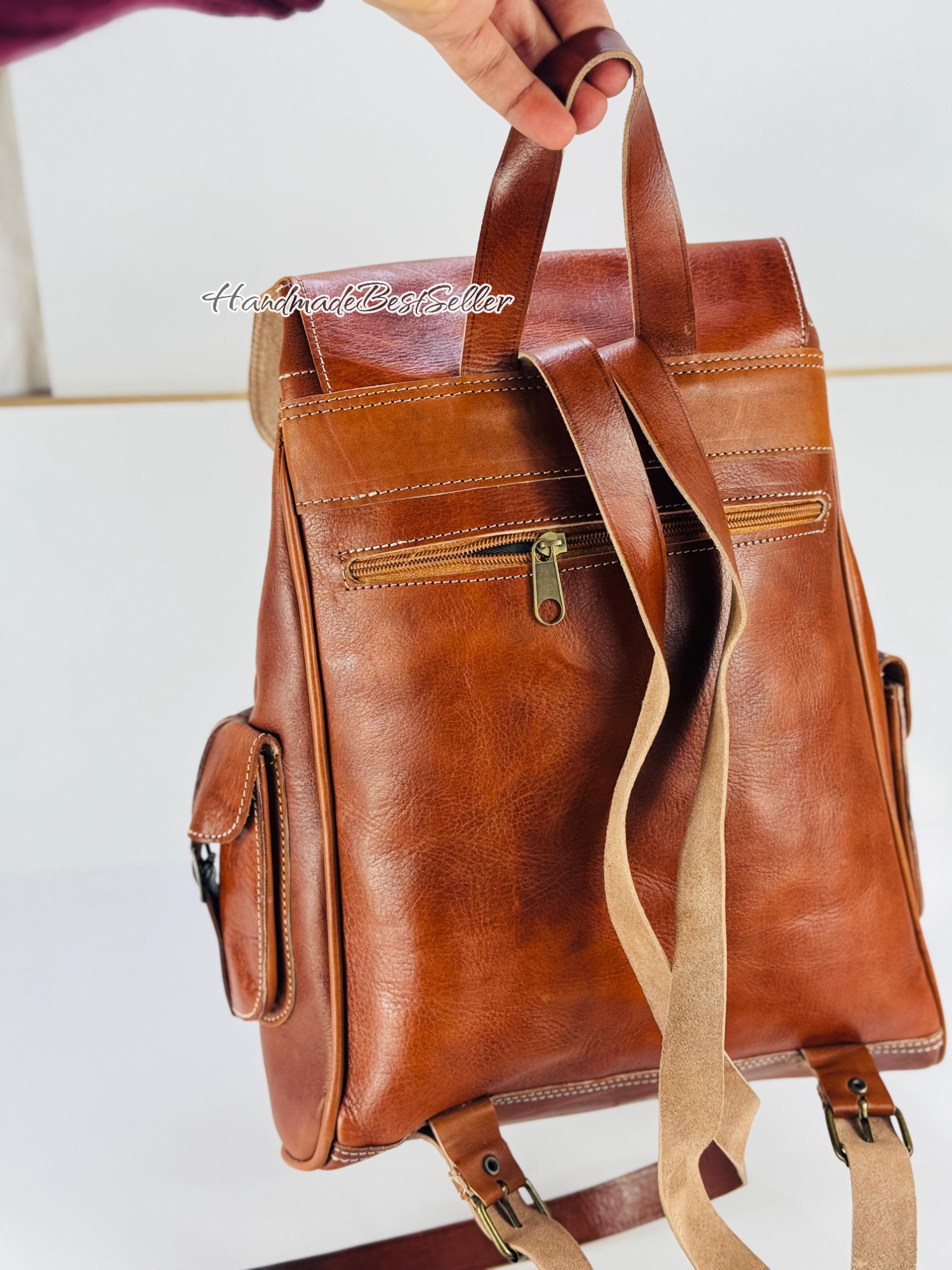 HandmadeBestSeller – wholesale Backpack – Unisex – Handmade Leather Backpack – Multi-Pocket Travel Bag17