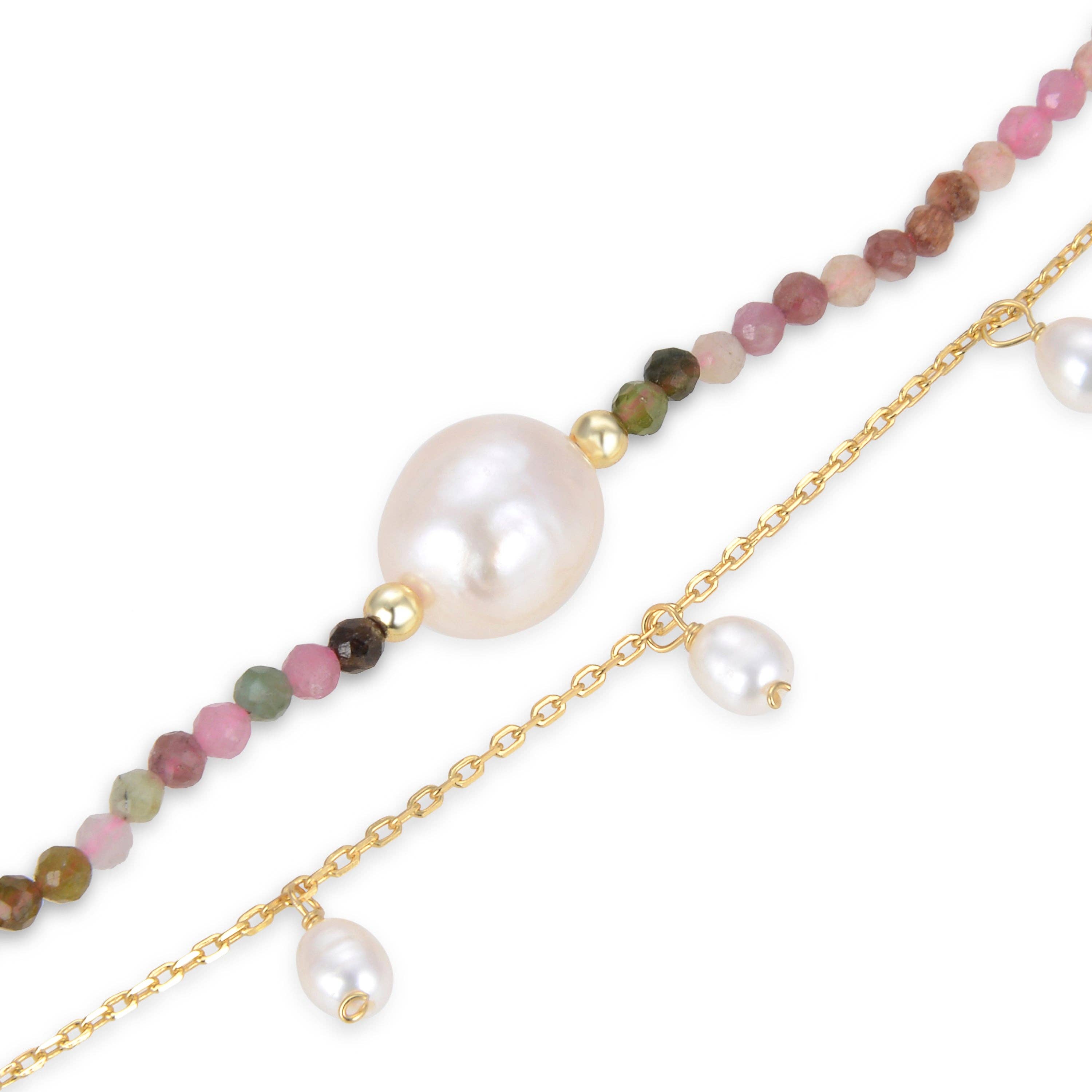 Luxenter - Wholesale Beaded Bracelet - Pulsera Luxenter de Plata de Ley 925 con Perla Blanca acabada en oro amarillo de 18K - Ysna2