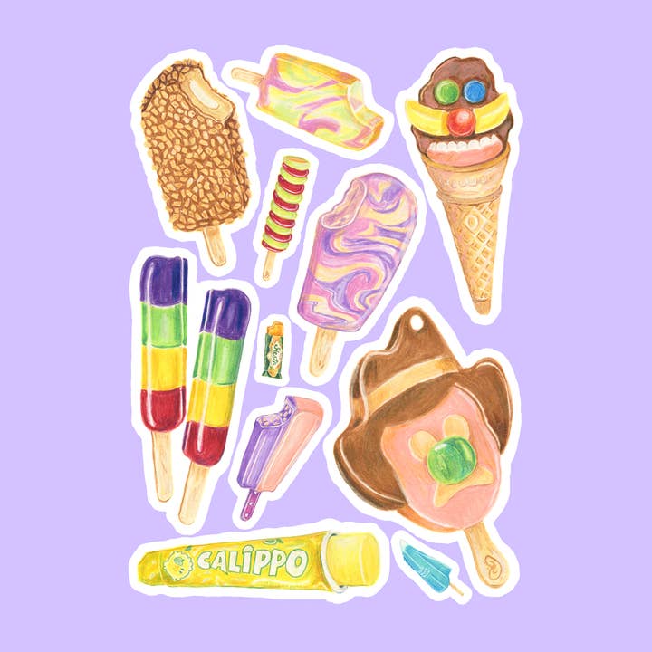 Amy Blue Illustration - Wholesale Sticker - Ice Cream Vinyl Stickers2