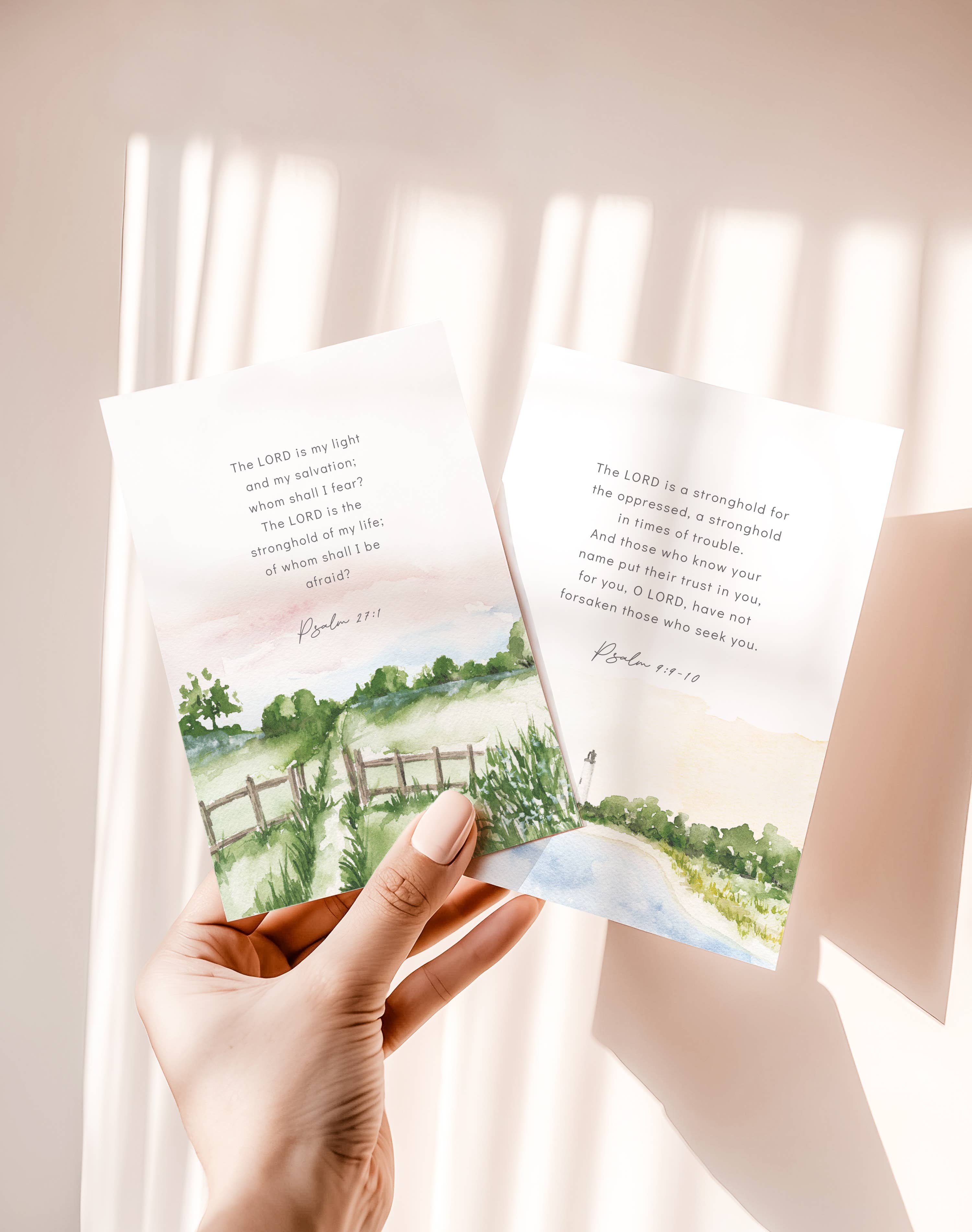Me and Mary Shop - Wholesale Stationery/Notecard Set - Watercolor Bible Verse Cards – Landscape Scripture Set5