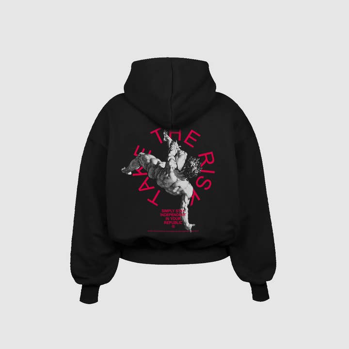 Independent Republic - Wholesale Hoodie - Unisex - Felpa con cappuccio nera "Take the Risk" ©