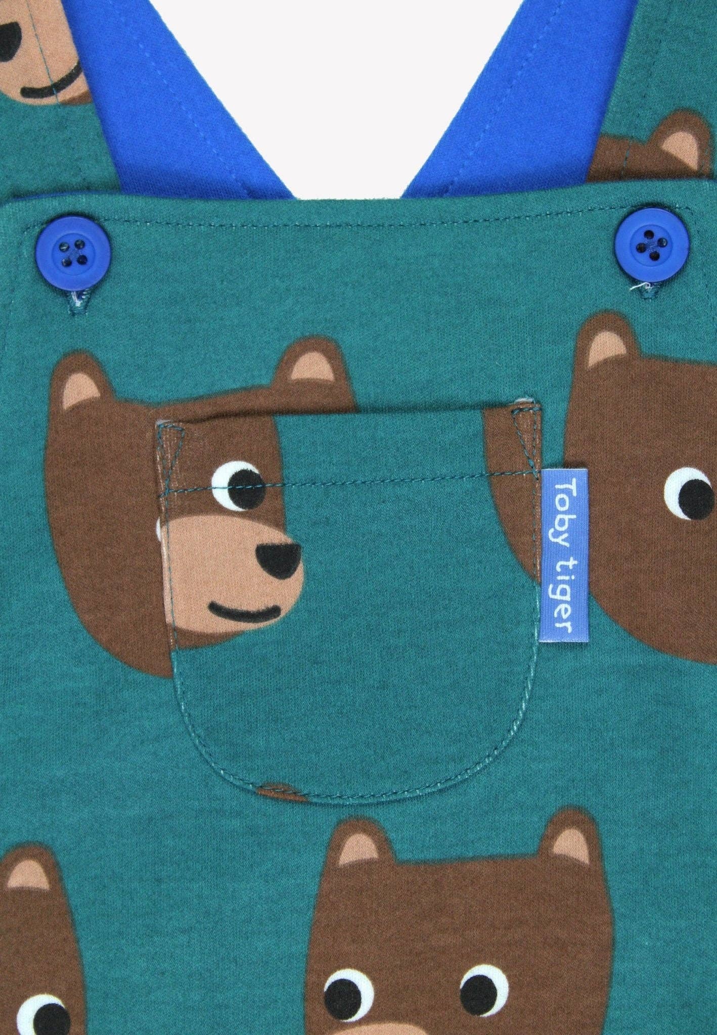 Toby Tiger - Vente Salopette – enfant - Salopette marron biologique à imprimé ours1