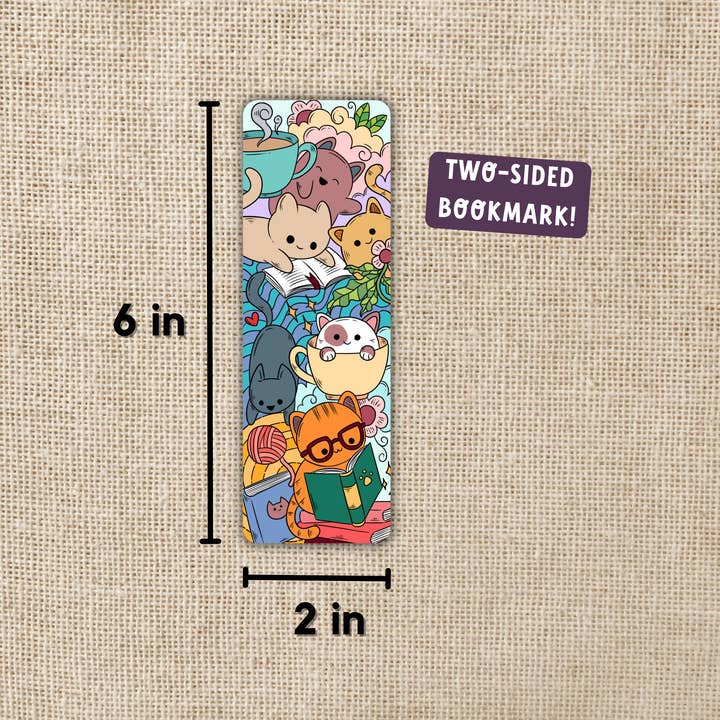 Kingdom of Threads - Wholesale Bookmark - Reading Cat Pile Bookmark1