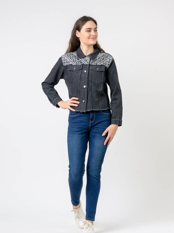 Rhea Broderad Jeansjacka för wholesale av Rhea