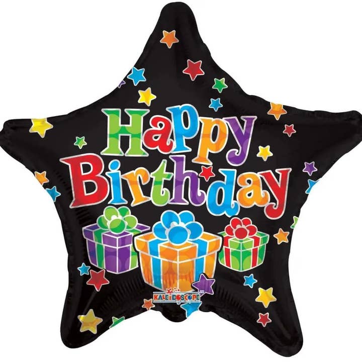 18" Happy Birthday Big Dots Black Mylar Balloon #439 for wholesale by Party Expo, LLC