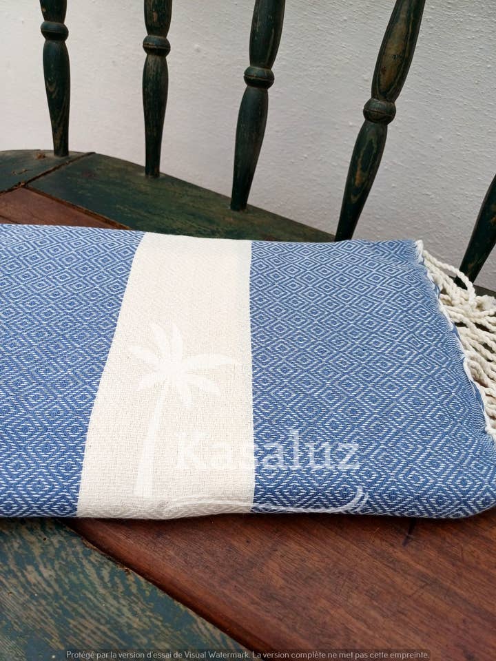 Fouta Djerba Blue Gray 100% cotton for wholesale by KASALUZ