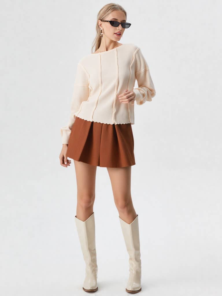 VERY J - Wholesale Skort - Women's - NP70121-Pleated Solid Corduroy Skort Shorts19