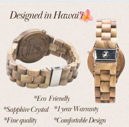 Bean & Vanilla – wholesale Wrist watch – Men's – Sailor - Koa Wood7