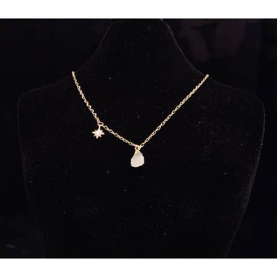 Links & Locks - Wholesale Pendant/Charm Necklace - Ride or Die Necklace - With Tiny Druzy Crystal and North