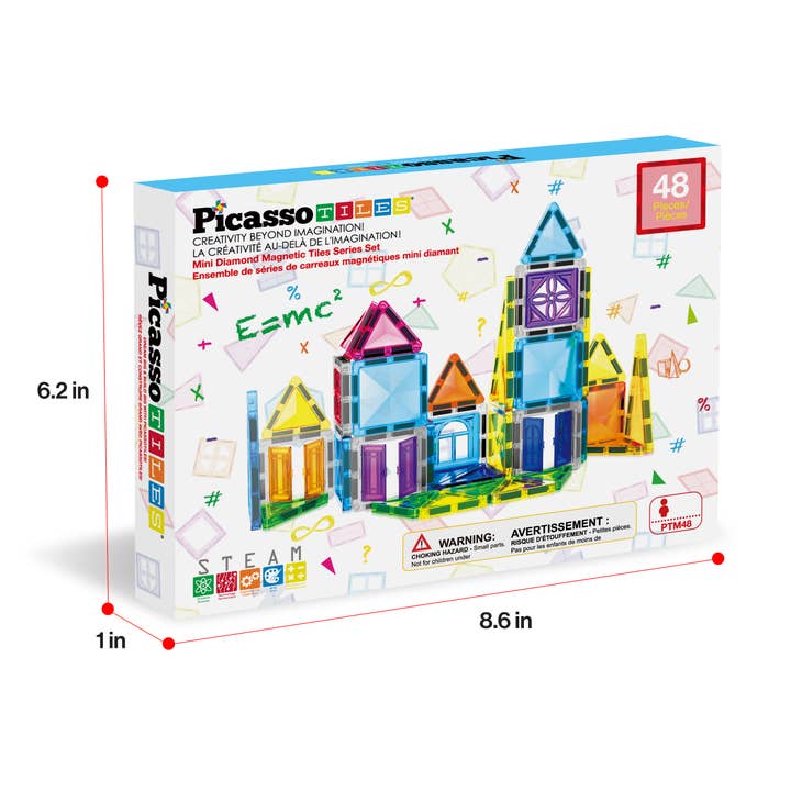 PicassoTiles - Wholesale Toy Set - Kids - PicassoTiles 48 Pieces Travel Size Magnetic Tiles Toy8