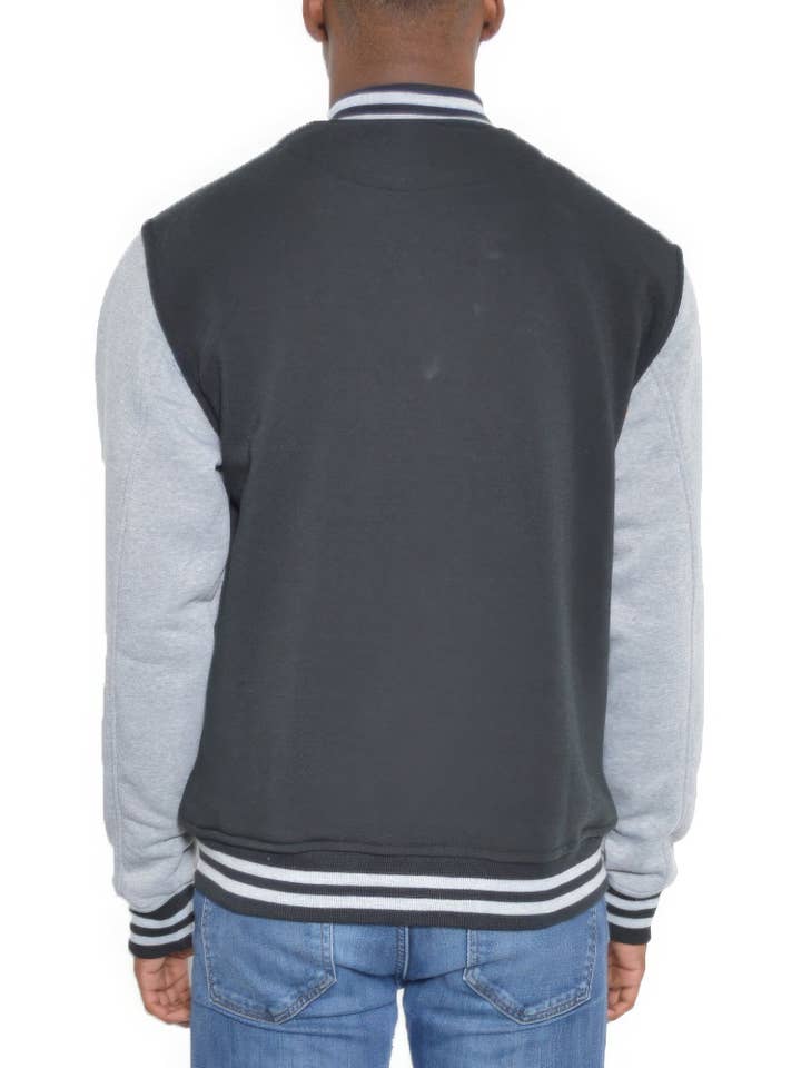 CC Wholesale Clothing - Wholesale Varsity/Baseball Jacket - Men's - Mens Fleece Snap Button Varsity Jacket
