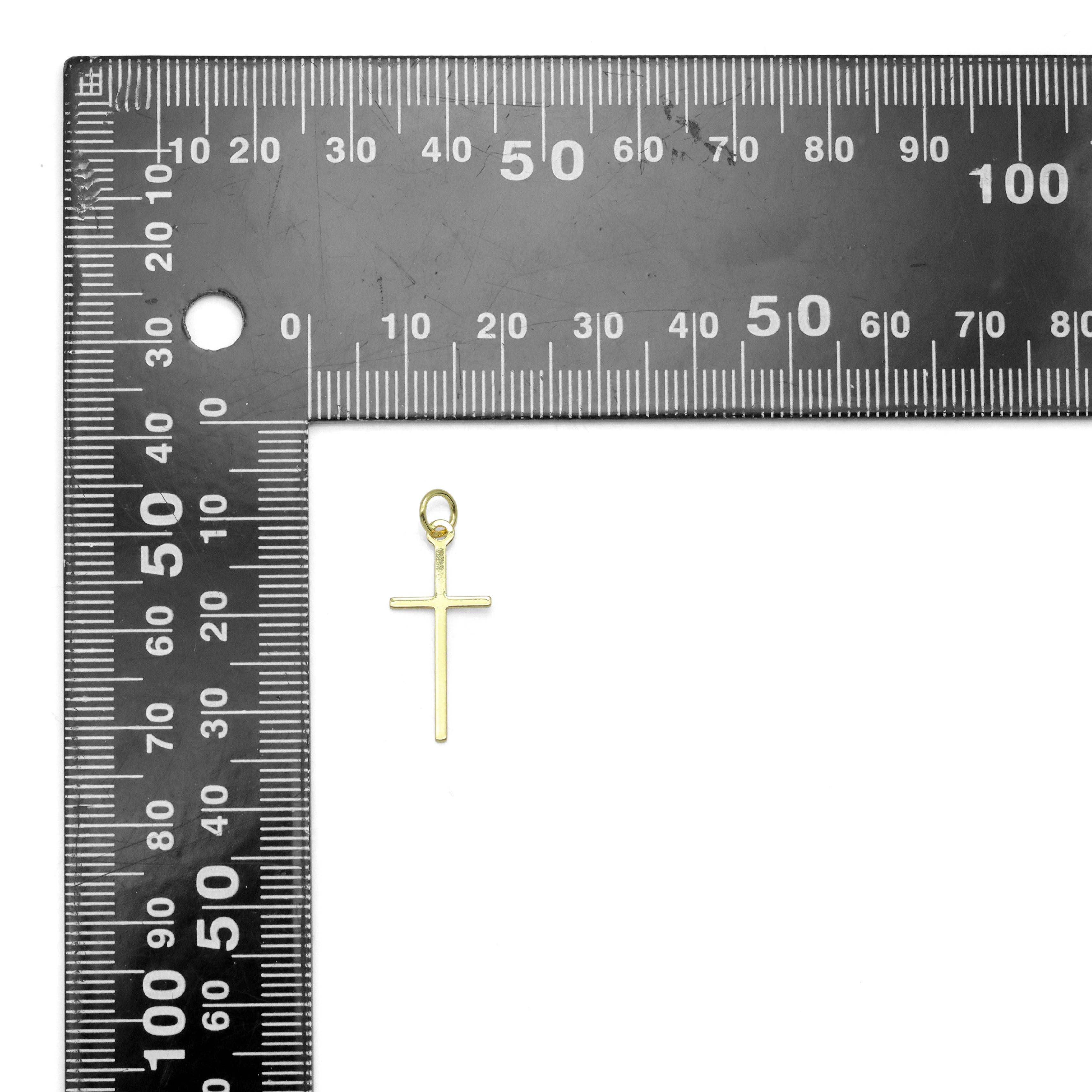 BestBeads&Beyond - Vente Breloques/médailles personnalisées - Pendentif à breloques en forme de croix fine et longue en or, Sku #Y10202