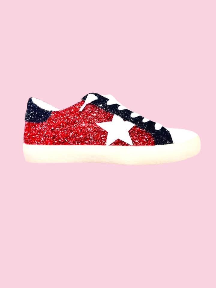 Camel Threads - Wholesale Lifestyle Sneakers - Women's - Red/Black Glitter Sneaker