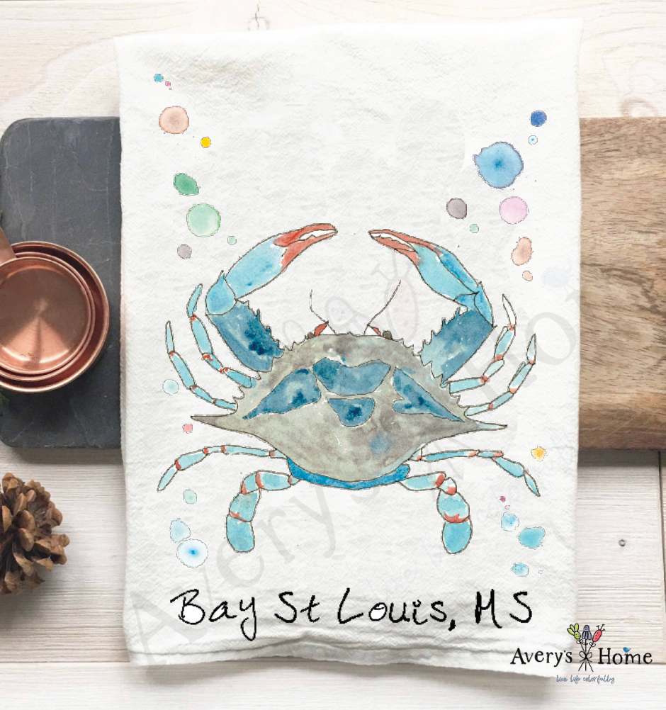 Avery's Home - Wholesale Tea Towel - Blue Crab Ocean Customizable Coastal Tea Towel71