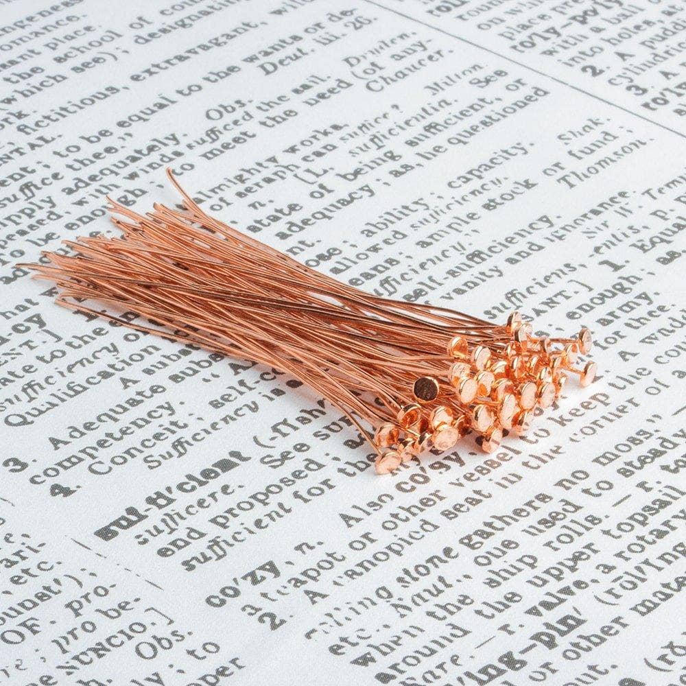 The Bead Traders – material para artesanato por atacado – Pino de cabeça em cobre de 2 polegadas com cabeça circular plana 28 gauge 22 peças0