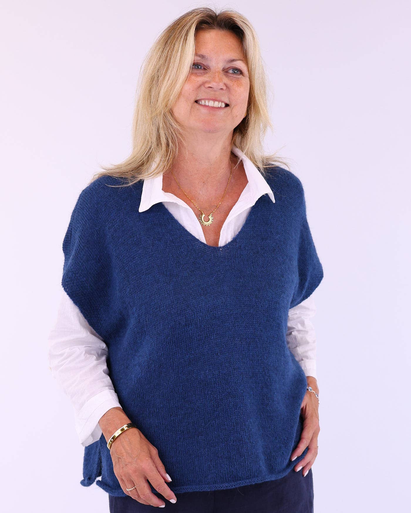 Cadenza Italy Ltd – Großhandel Strickpullover – Damen – Alpaka-Mischung V-Ausschnitt Tunika4