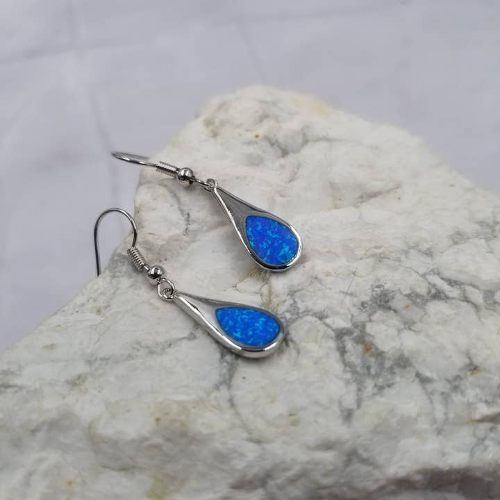 The Pretty Jewellery - Wholesale Dangle Earrings - Blue Opal Earrings