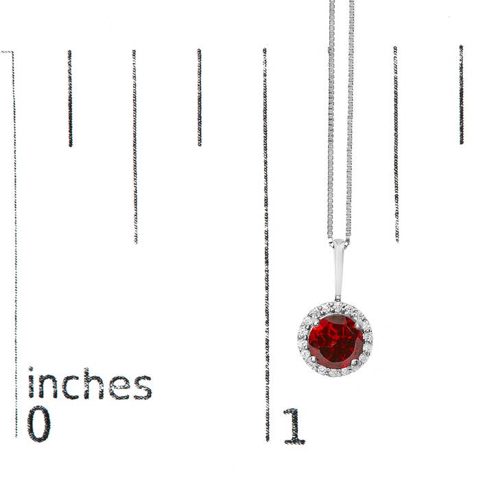 Infinite Jewels - Wholesale Pendant/Charm Necklace - 10K Gold Red Garnet & 1/10 Cttw Diamond Pendant Necklace4