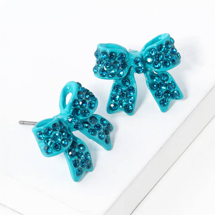 Sensibling Corp. - Wholesale Stud/Post Earrings - Crystal Rhinestone Pave Bow Stud Earrings