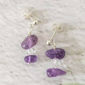 Sterling Silver Amethyst Gemstone Earrings for wholesale by Made Here with Love
