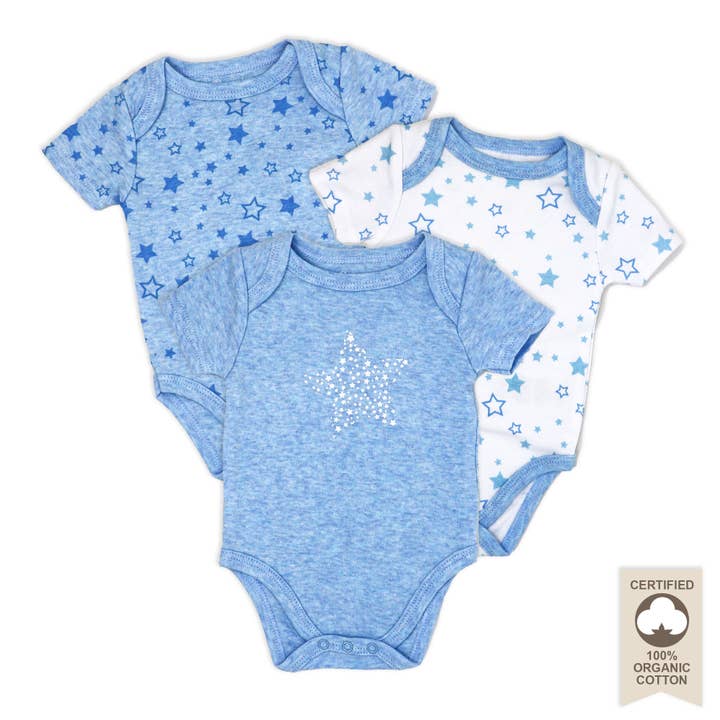 Rose Textiles - Wholesale Bodysuit (Non-Footed) - Baby - 3 Pack Heather Organic Cotton Bodysuits