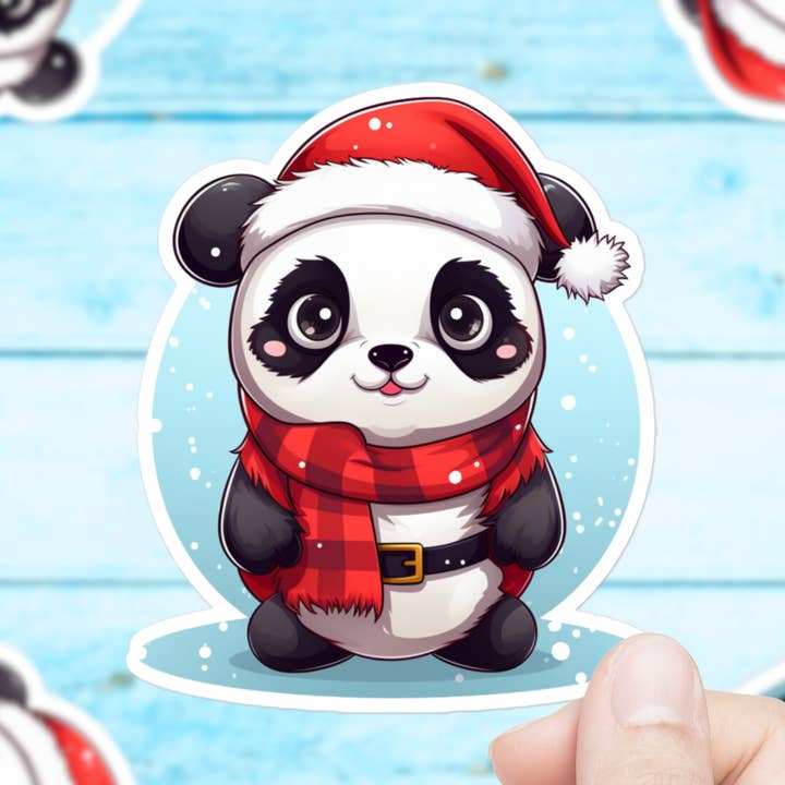 Bonita pegatina de panda navideño para venta al por mayor de Mystical Clarity