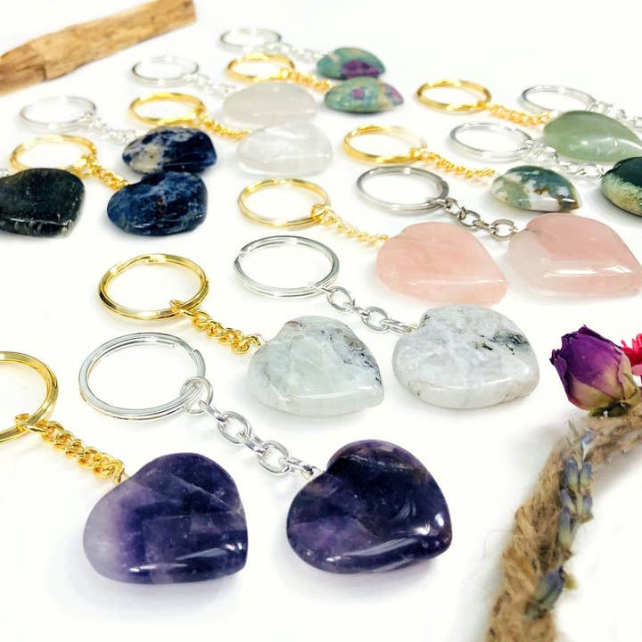 Rock Paradise - Wholesale Keychain - Unisex - Crystal Gemstone Heart Keychains - 10 Pack 2