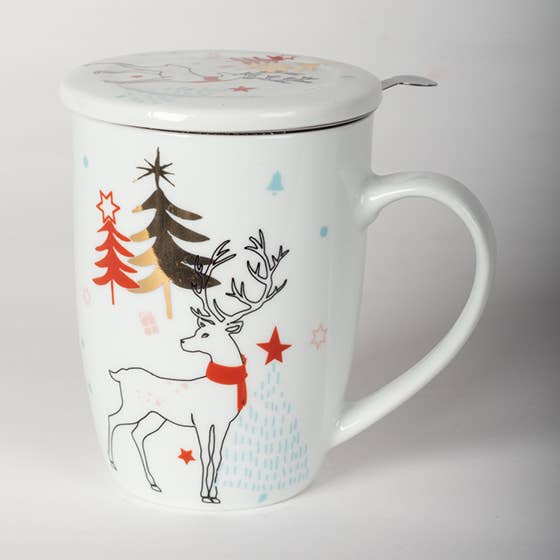 Forpost Trade Inc - Wholesale Coffee Mug - Porcelain Mug With Lid and Steel Filter0