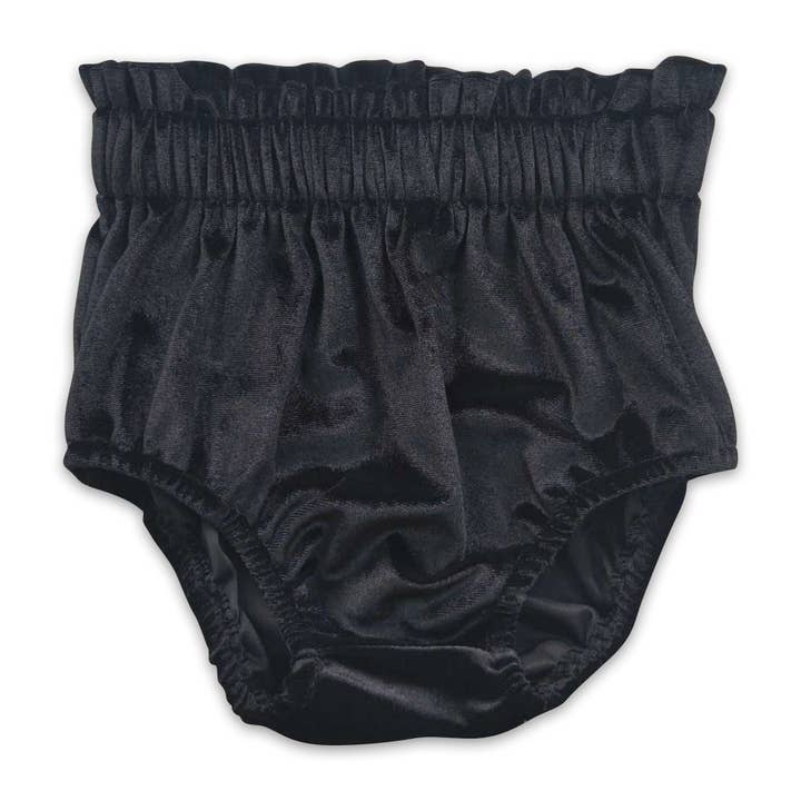 Black color baby girls velvet bummies for wholesale by Yawoo Garments