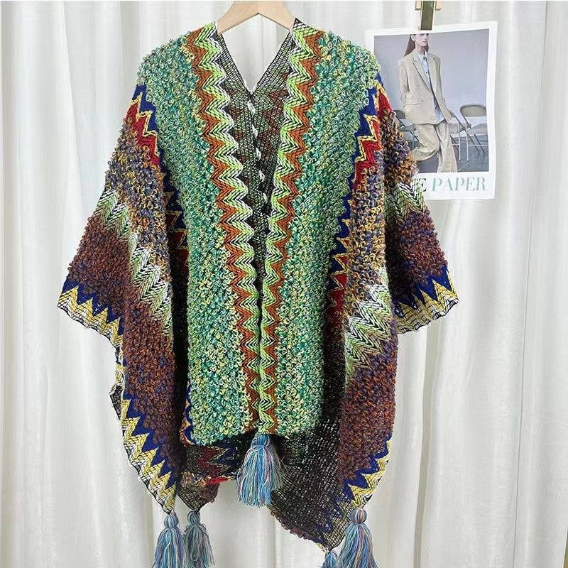 Rosa Clothing - Wholesale Kimono - Women's - Western Colorful Pop stripe Crochet Cardigan kimono shawl17