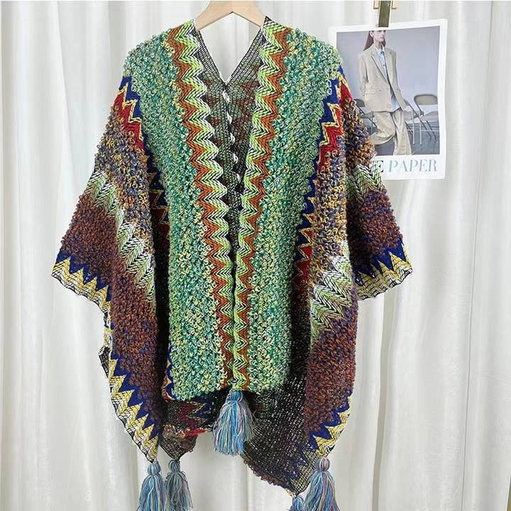 Rosa Clothing - Wholesale Kimono - Women's - Western Colorful Pop stripe Crochet Cardigan kimono shawl17