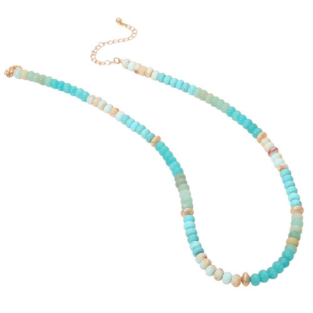 Sensibling Corp. – wholesale Beaded/pearl necklace – Gold Accent Spacer Marbled Resin Beaded Necklace13