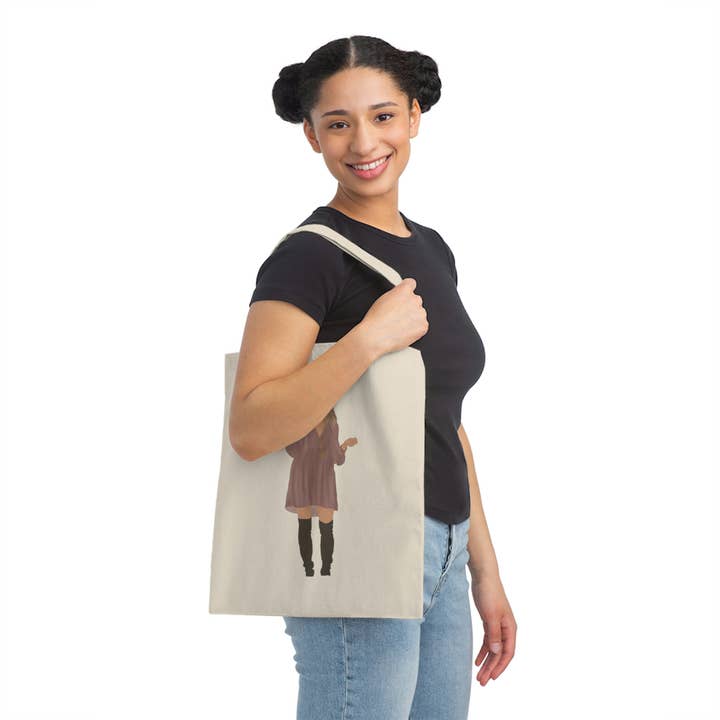 Buffalovely - Wholesale Tote Bag - Women's - Alexis Rose Schitts Creek Silhouette 15x15 Cotton Tote Bag