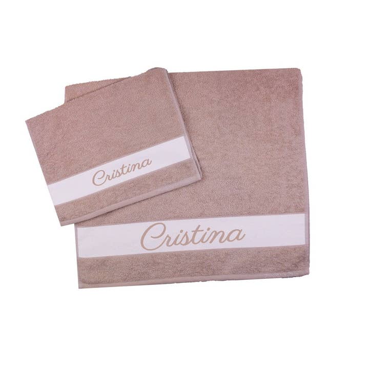 Pair of personalized towels for wholesale by Almatex srl