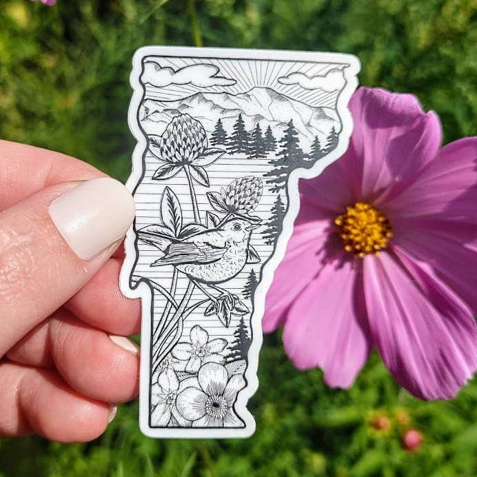 Adesivo Vermont State (preto e branco) por atacado de MADE BY DEE MARIE LLC