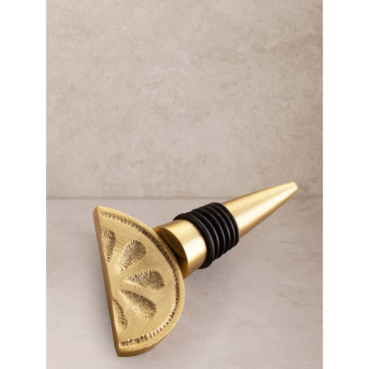 GAURI KOHLI - Wholesale Wine Stopper - Trellis Gold Citrus Slice Wine Bottle Stopper2
