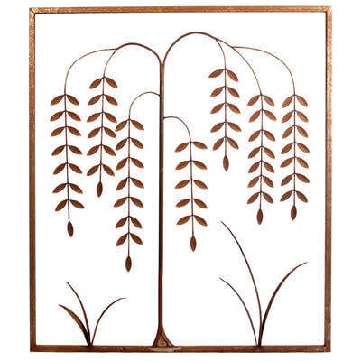 Decoración de pared de jardín de metal con forma de sauce para venta al por mayor de Overwrought