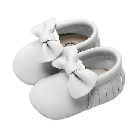 Wildchase - Wholesale Moccasins – Kids - Bow Moccasins - White0