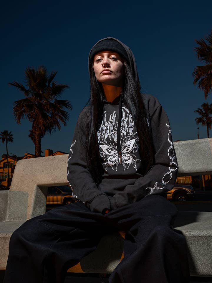 VINTAGE BLACK Hexwing Hoodie for wholesale on Faire3