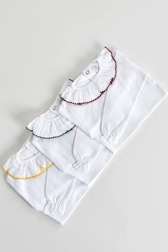 Amorim Gerações, LDA - Wholesale Bodysuit (Non-Footed) - Baby - Long-Sleeve Body with Ruffle Collar Cotton 6100