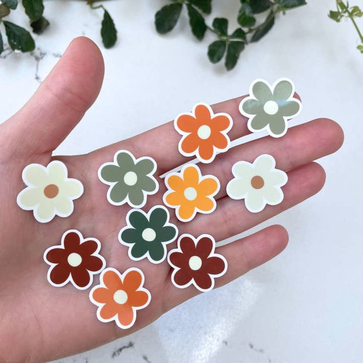 Mini Autumn Daisy Sticker Pack | 10 Pack | Waterproof for wholesale by Mindful over Mind Full