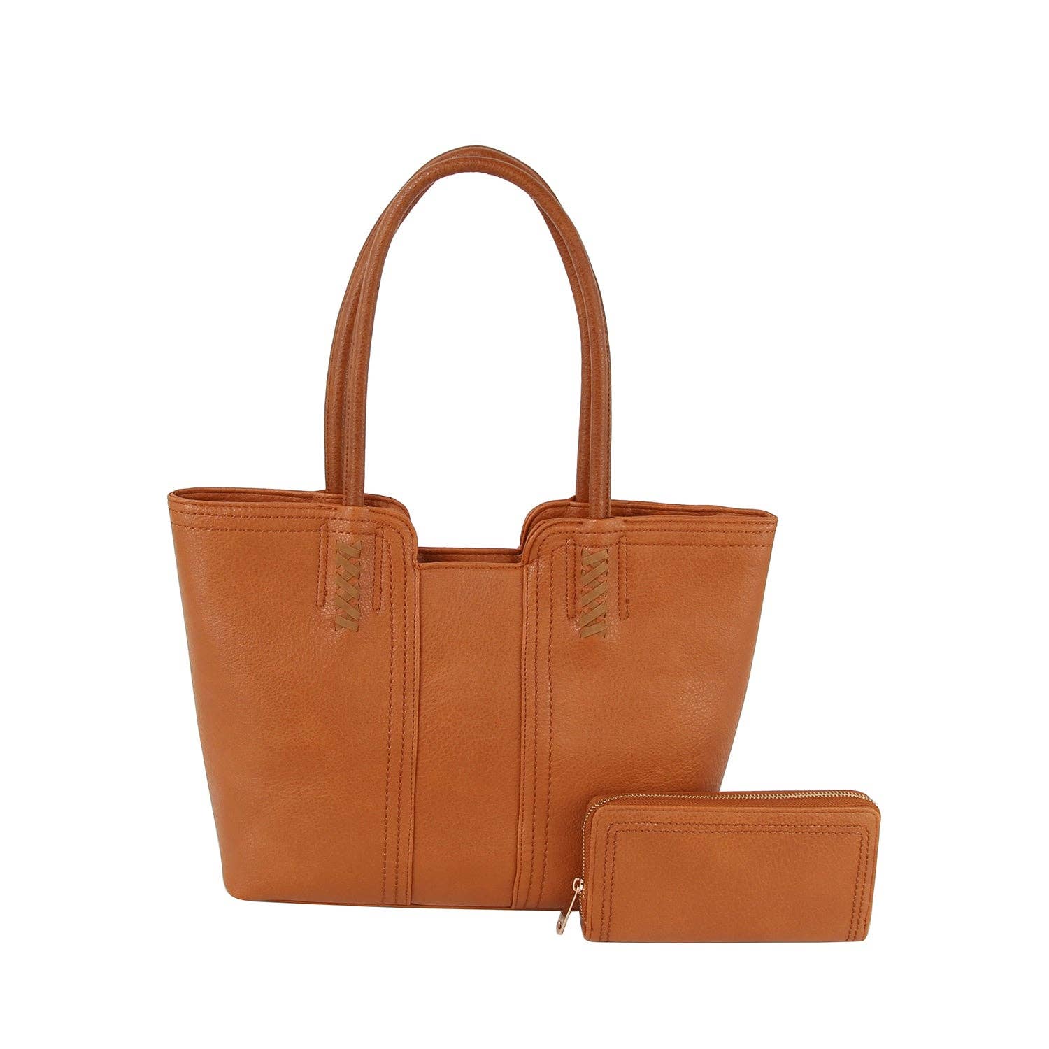 Handbag Factory Corp - Wholesale Draagtas - Dames - Set van 2 in 1 steekdetail, bijpassende tas en tasje8
