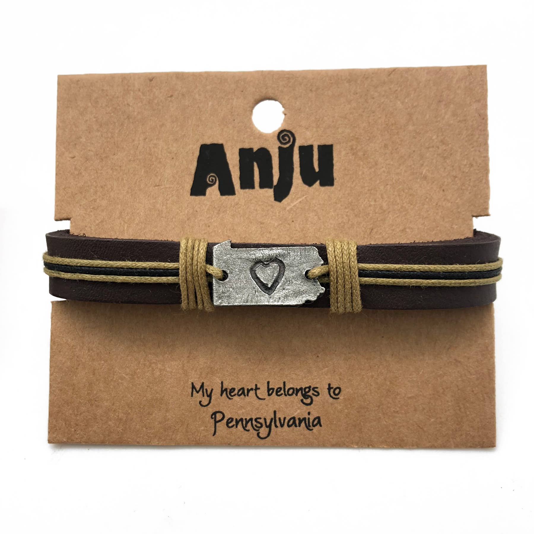 Anju Jewelry – Großhandel Armband mit Charms/Anhängern – Home State Schmuck - Zinn Lederarmband29
