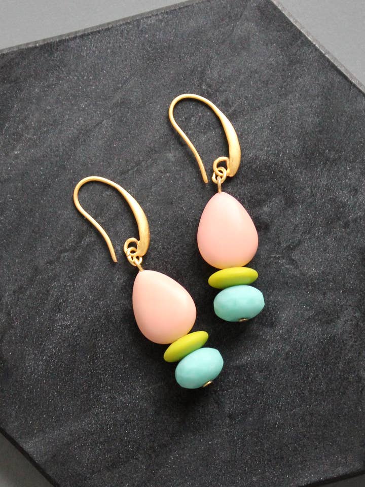 KYLE18 geometric sodalite hoop earrings for wholesale by David Aubrey Jewelry