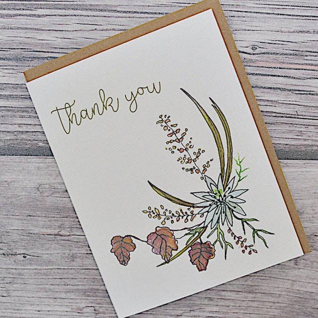 Watercolor Botanical Card: Nigella Thank You for wholesale by Rootbound