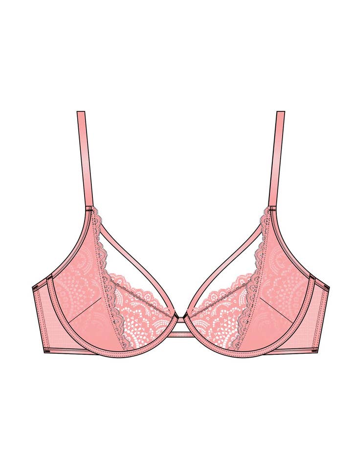 Reggiseno con scollo profondo - Donna in pizzo glamour e spacer laterale per la vendita all'ingrosso da parte di scandale éco-lingerie