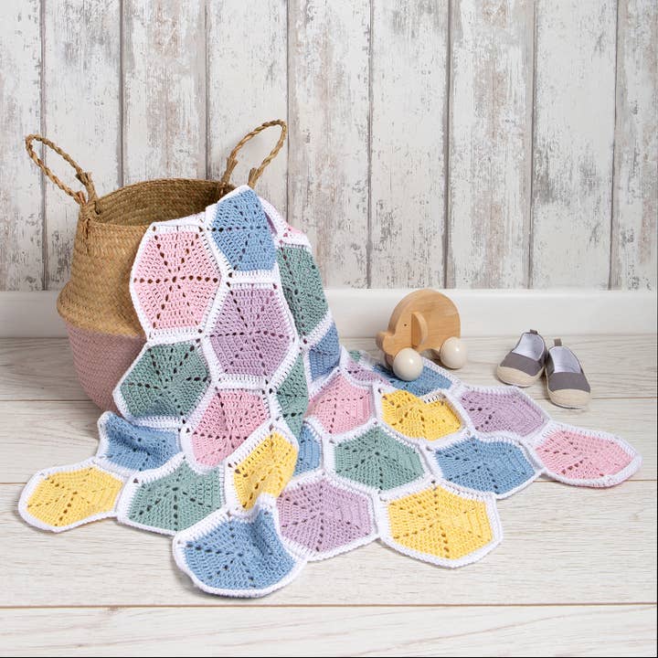 Honeycomb Baby Blanket Cotton Crochet Kit for wholesale by Wool Couture Company