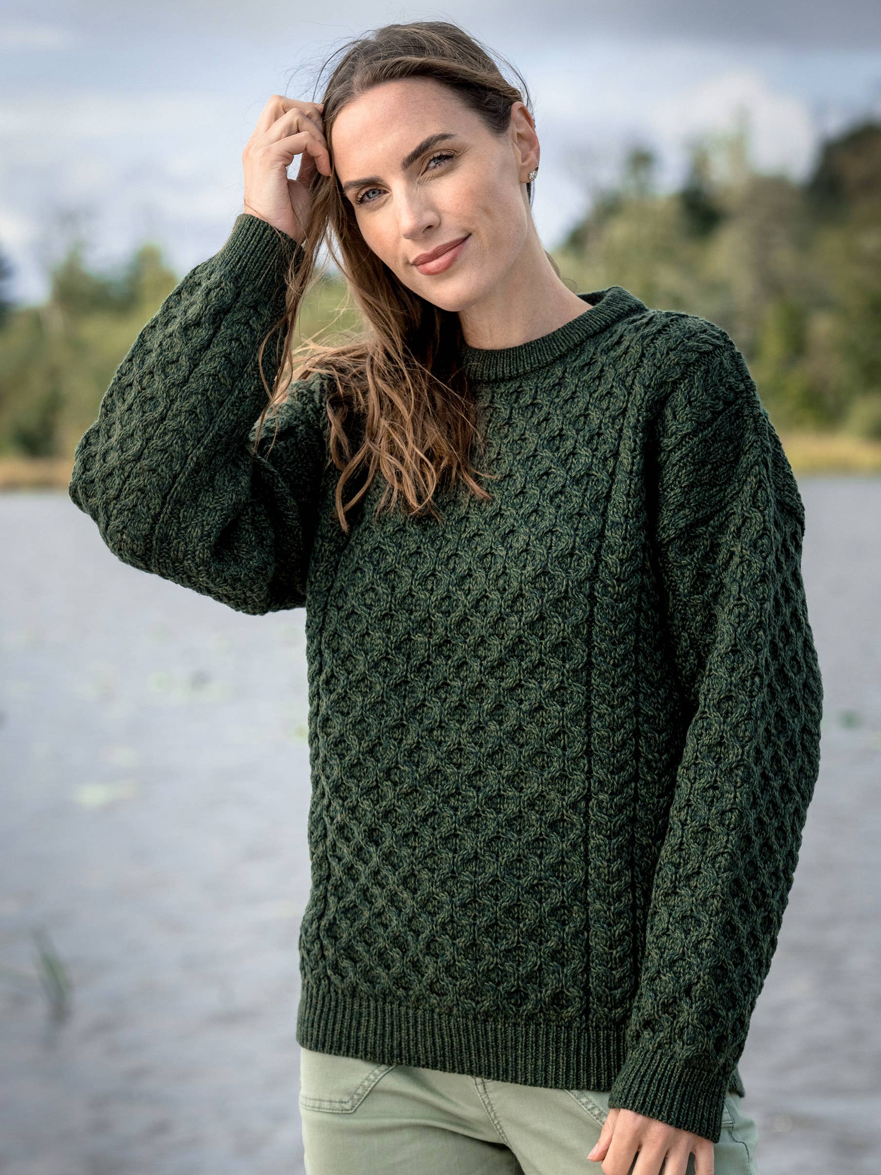 Aran Crafts – Engroshandel Pullover - Herre – Merino uld rundhalset sweater C19495