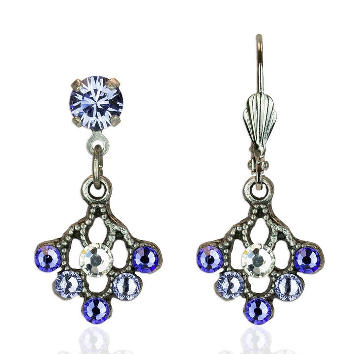 Hana Lavender Crystal Flower Blossom Earrings for wholesale by Anne Koplik Designs, Inc.